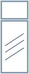 1B. příčky jednoduše prosklené dělené na výšku jedním horizontálním profilem